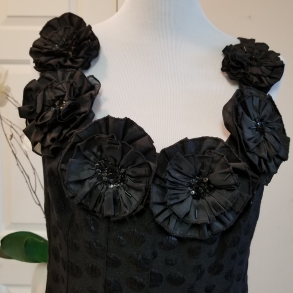 ⬇️WD.NY Black Floral Detail Midi Dress - Picture 2 of 10